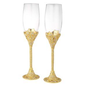 Gold Windsor Champagne Flutes 7oz Pair by Olivia Riegel